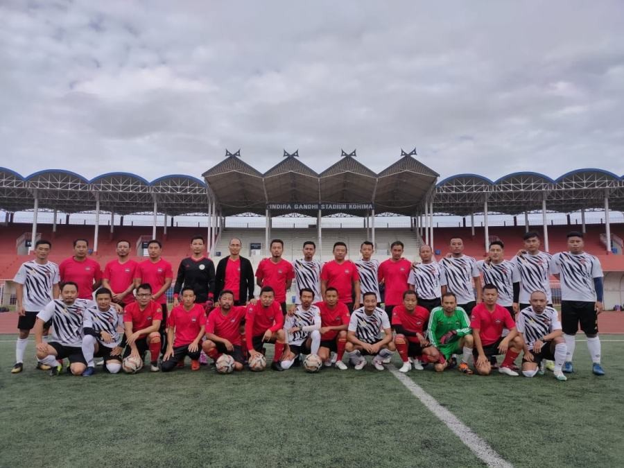 Players of Vanguard FC (Old Boys) and Unity FC on July 14.